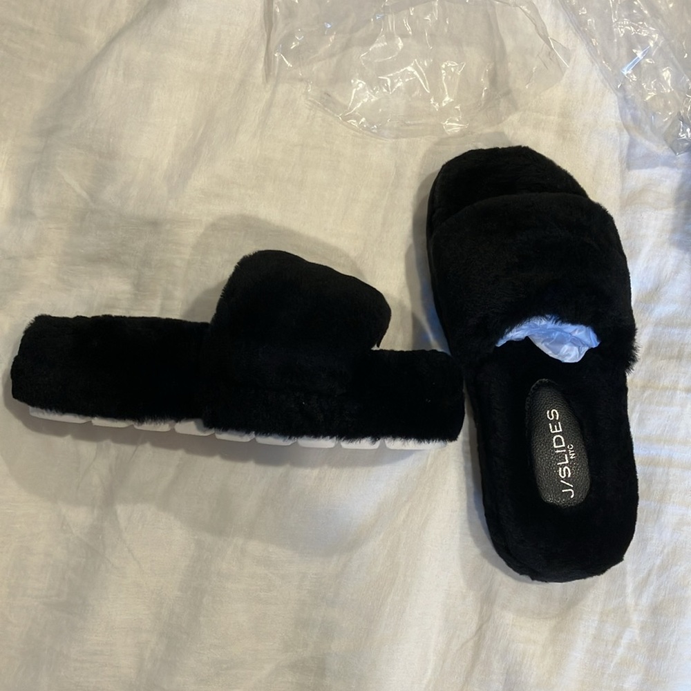 Genuine Fur platform slippers